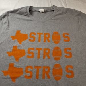 Houston Astros Casual Graphic Baseball T Shirt Mens Size Large L Gray
